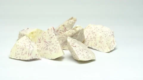 Cubes of raw taro root Stock Footage 217365114
