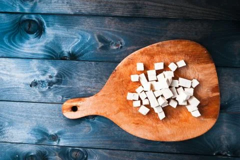 Cubes of raw tofu Stock Photos