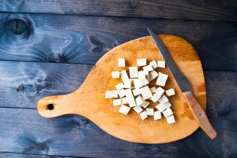 Cubes of raw tofu Stock Photos