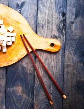 Cubes of raw tofu Stock Photos