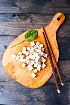 Cubes of raw tofu Stock Photos