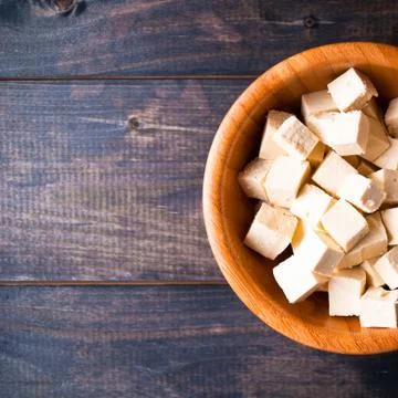 Cubes of raw tofu Stock Photos
