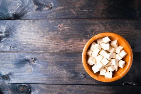 Cubes of raw tofu Stock Photos