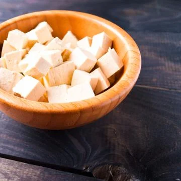 Cubes of raw tofu Stock Photos