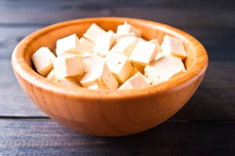 Cubes of raw tofu Stock Photos