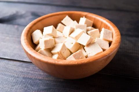 Cubes of raw tofu Stock Photos