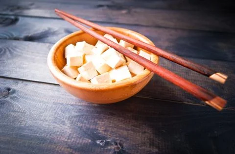 Cubes of raw tofu Stock Photos