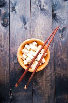 Cubes of raw tofu Stock Photos