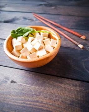 Cubes of raw tofu Stock Photos