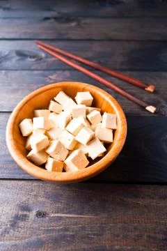 Cubes of raw tofu 库存照片
