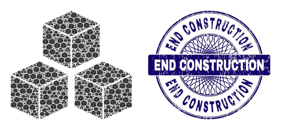 Cubes Recursive Composition of Cubes Icons and Distress End Construction Round Stock Illustration