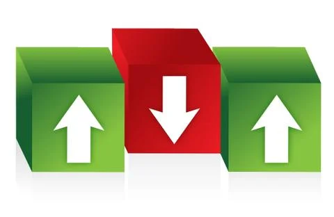 Cubes with red and green arrows illustration design over white Stock Illustration