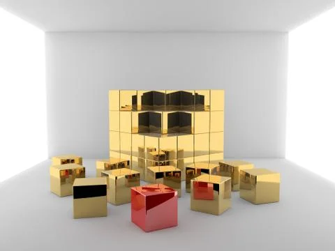 Cubes in a room Stockillustratie