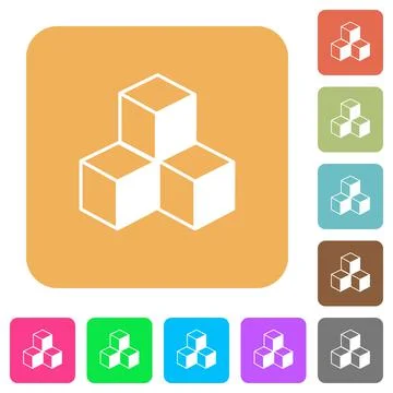 Cubes rounded square flat icons Illustrazione stock