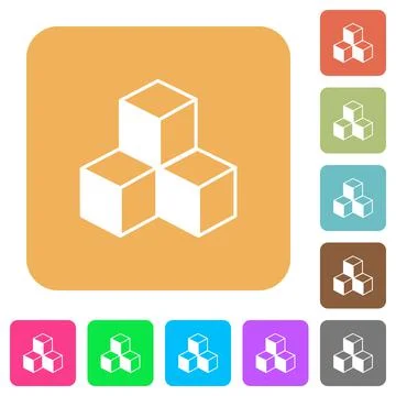Cubes rounded square flat icons 스톡 일러스트