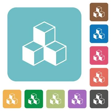 Cubes rounded square flat icons Stock Illustration