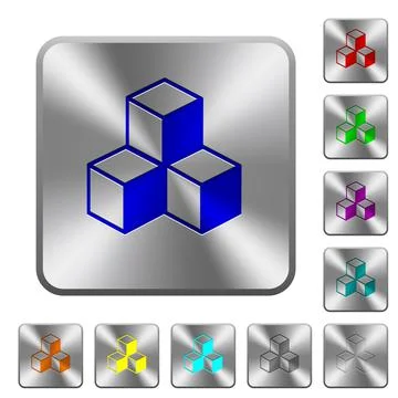 Cubes rounded square steel buttons Stock Illustration