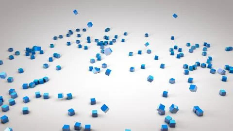 Cubes scattered on white surface Stock Photos
