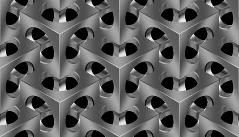 Cubes. Seamless 3D jewelry pattern. Optical illusions.  High tech design. Stock Illustration