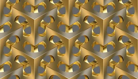 Cubes. Seamless 3D jewelry pattern. Optical illusions.  High tech design. Stock Illustration