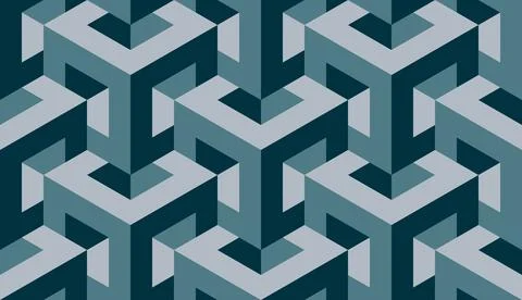 Cubes. Seamless 3D pattern. Optical illusions. Op Art. Wrapping. Stock Illustration