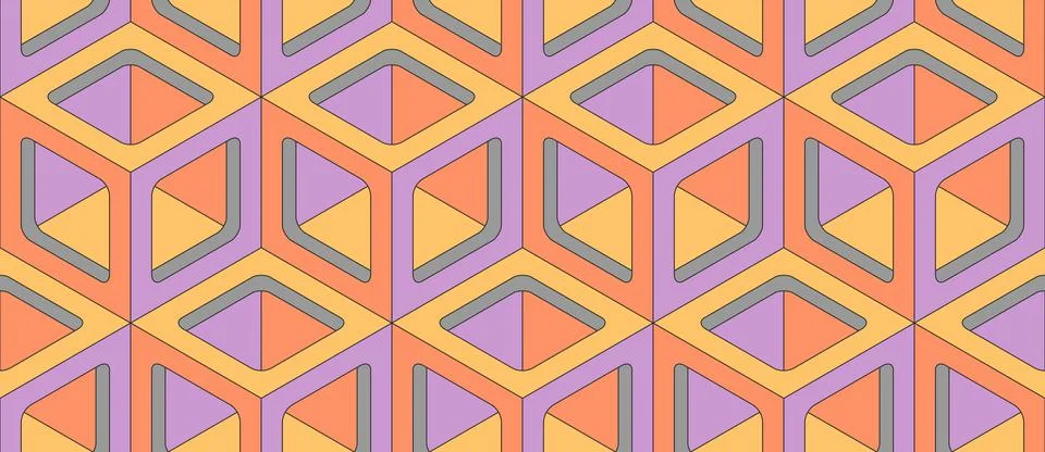 Cubes. Seamless 3D pattern. Optical illusions. Op Art. Wrapping. イラスト素材