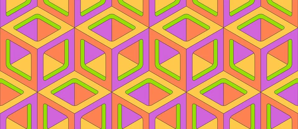 Cubes. Seamless 3D pattern. Optical illusions. Op Art. Wrapping. Stock Illustration