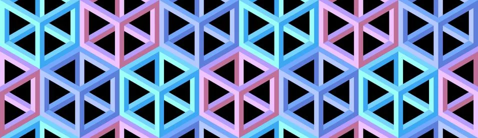 Cubes. Seamless 3D pattern. Optical illusions. Op Art. Wrapping. 스톡 일러스트