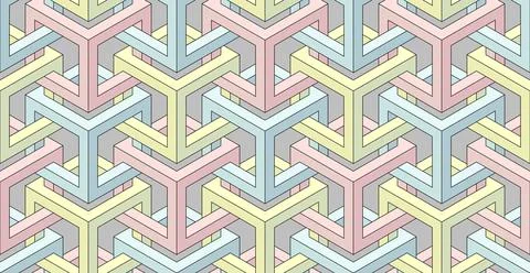 Cubes. Seamless 3D pattern. Optical illusions. Op Art. Wrapping. Stock Illustration