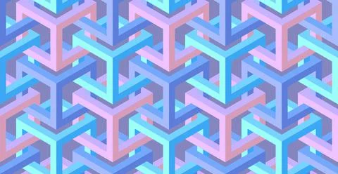 Cubes. Seamless 3D pattern. Optical illusions. Op Art. Wrapping. Stock Illustration