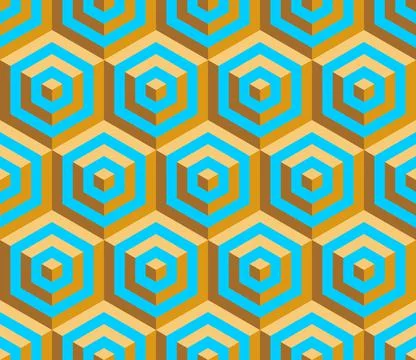 Cubes. Seamless 3D pattern. Optical illusions. Op Art. Wrapping. Stock Illustration