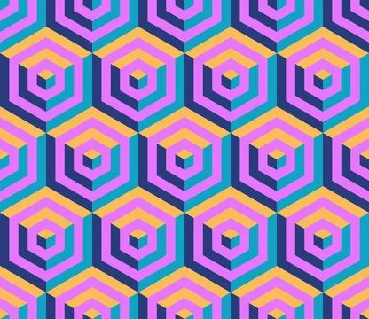 Cubes. Seamless 3D pattern. Optical illusions. Op Art. Wrapping. Stock Illustration
