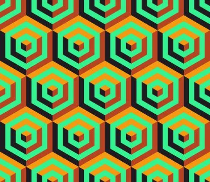 Cubes. Seamless 3D pattern. Optical illusions. Op Art. Wrapping. Stock Illustration