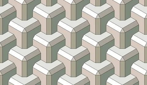 Cubes. Seamless 3D pattern. Pastel colors. Optical illusions. Op Art. Stock Illustration