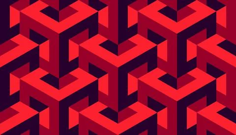 Cubes. Seamless 3D pattern. Red and black. Wrapping. Stock Illustration