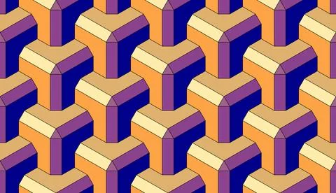 Cubes. Seamless 3D pattern. Template for wrapping. Op Art. Stock Illustration