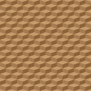 Cubes seamless vector pattern, geometric brown Illustrazione stock