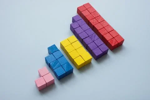 Cubes as segments or distribution by popularity  symbol of data segmentation Stock Photos
