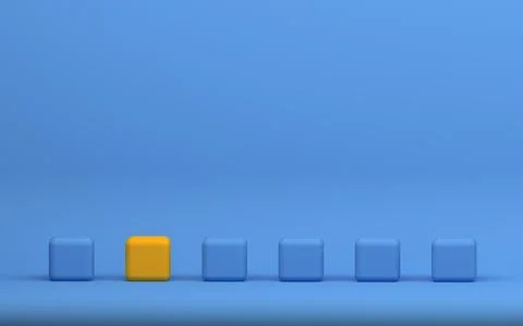 Cubes set on blue background. Render 3d box model in perspective Stock Illustration