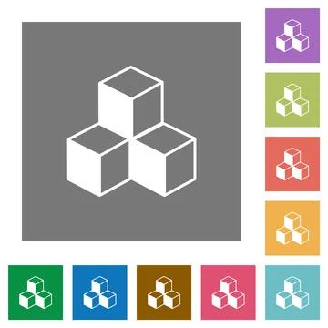 Cubes square flat icons 스톡 일러스트
