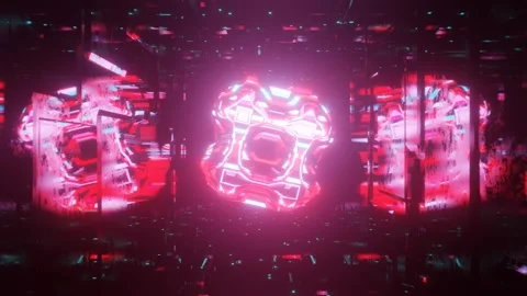 Cubes structure. 3d object or structure rotates and moves inside glass mirror Видео 281350363