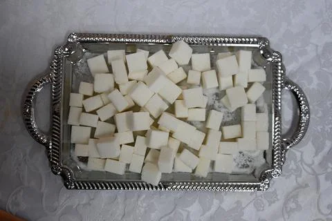 Cubes of sugar on a table Stock Photos