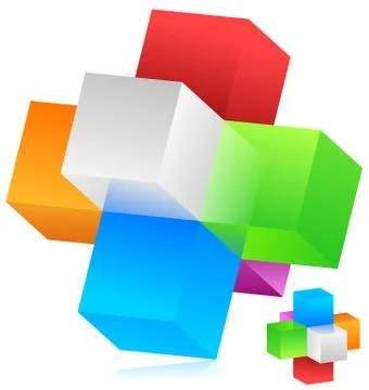 Cubes vector. Blocks forming a geometrical structure. Colorful, trendy design Stock Illustration