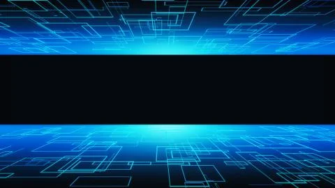 Cubes in virtual empty cyberspace reality room on black background, 3d abstra Stock Illustration