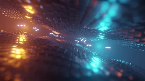 Cubes Waves Loop in blue and orange in a 3D animation Stock Footage 253586480