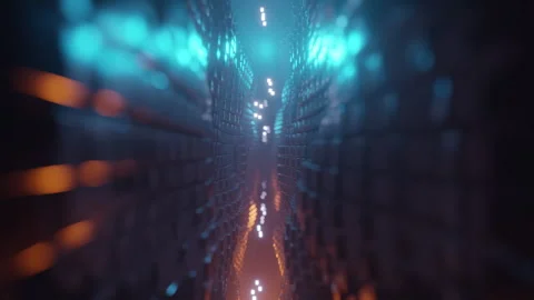 Cubes Waves Loop in blue and orange Stock Footage 253586791