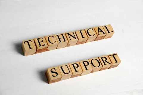 Cubes with words TECHNICAL SUPPORT on wooden background 写真素材