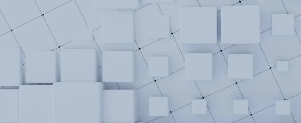 Cubic abstract background. Geometric blue square panels in 3d render digital 스톡 일러스트