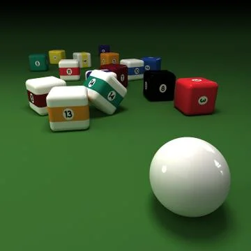 Cubic billiards balls Stock Illustration