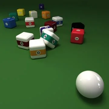 Cubic billiards balls Stock Illustration